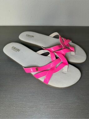 G.H. Bass & Co. Sunjuns Neon Pink Strappy Sandals Women's Size 11M Brand New